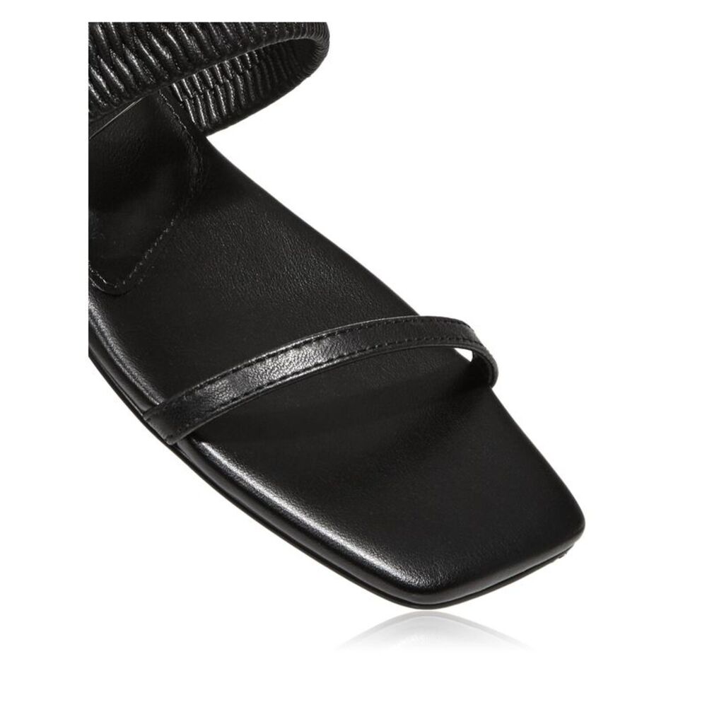 AQUA Womens Black Livi Square Toe Block Heel Slip On Leather Slide Sandals 6.5 M - Picture 4 of 4